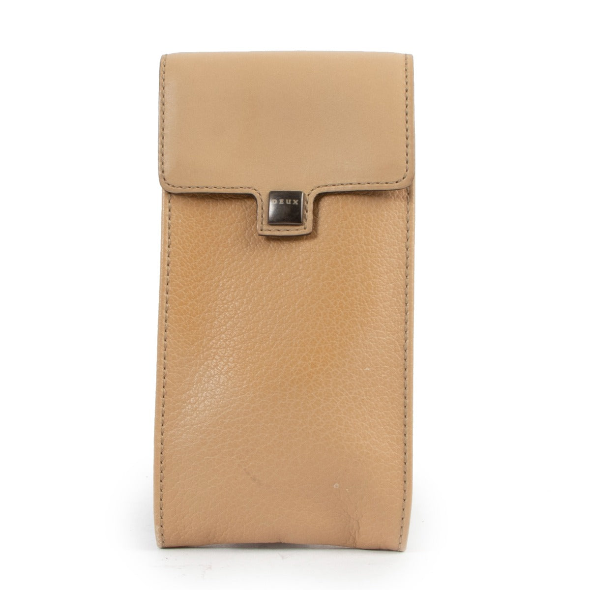 Deux de Delvaux Sand Leather Smartphone Holder