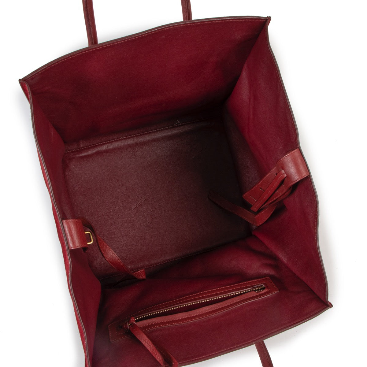 Shop safe online at Labellov in Antwerp this 100% authentic second hand Celine Burgundy Suede Medium Luggage Phantom