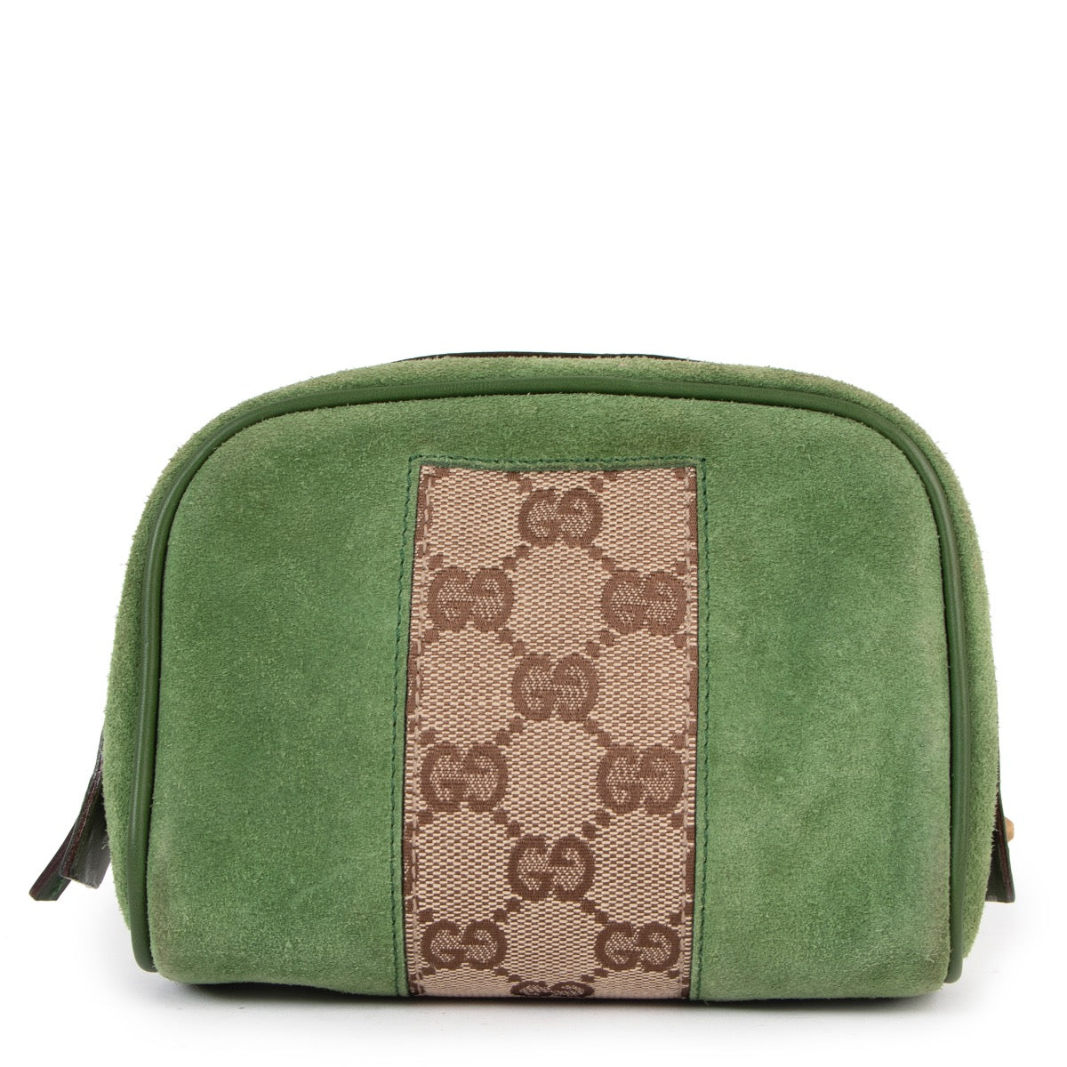 Shop safe online at Labellov in Antwerp this 100% authentic second hand Gucci Green Suede Pouch