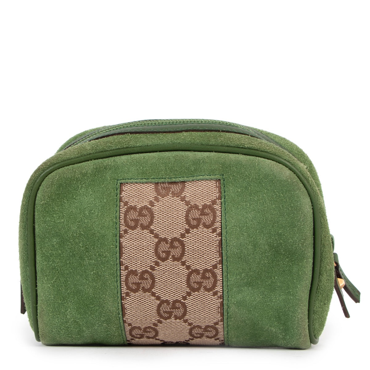 Shop safe online at Labellov in Antwerp this 100% authentic second hand Gucci Green Suede Pouch
