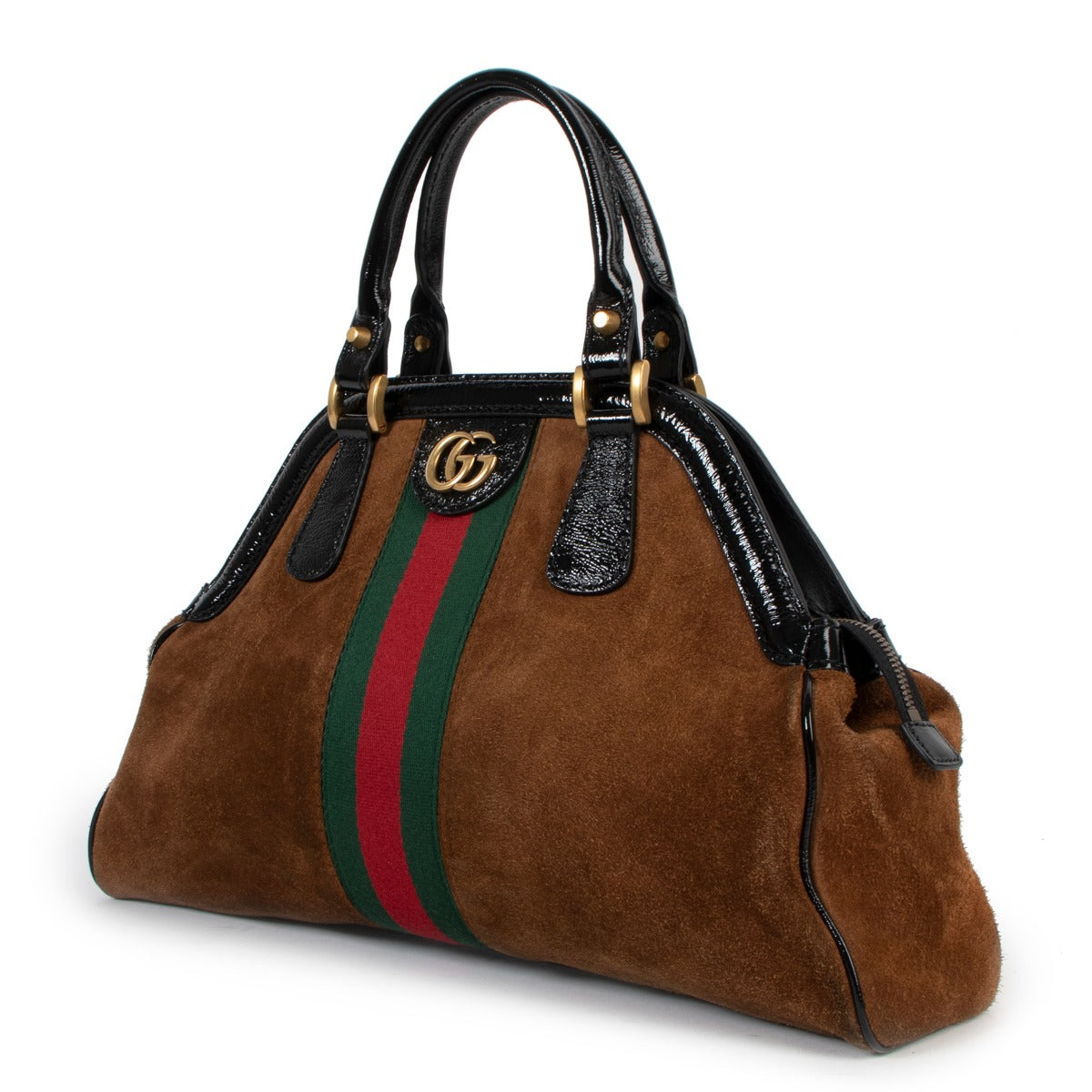 Shop second hand vintage designer Gucci Brown Suede Medium Rebelle Handbag