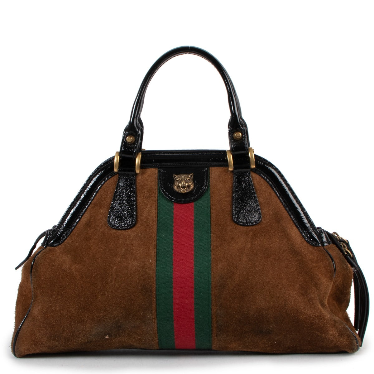 Shop second hand vintage designer Gucci Brown Suede Medium Rebelle Handbag