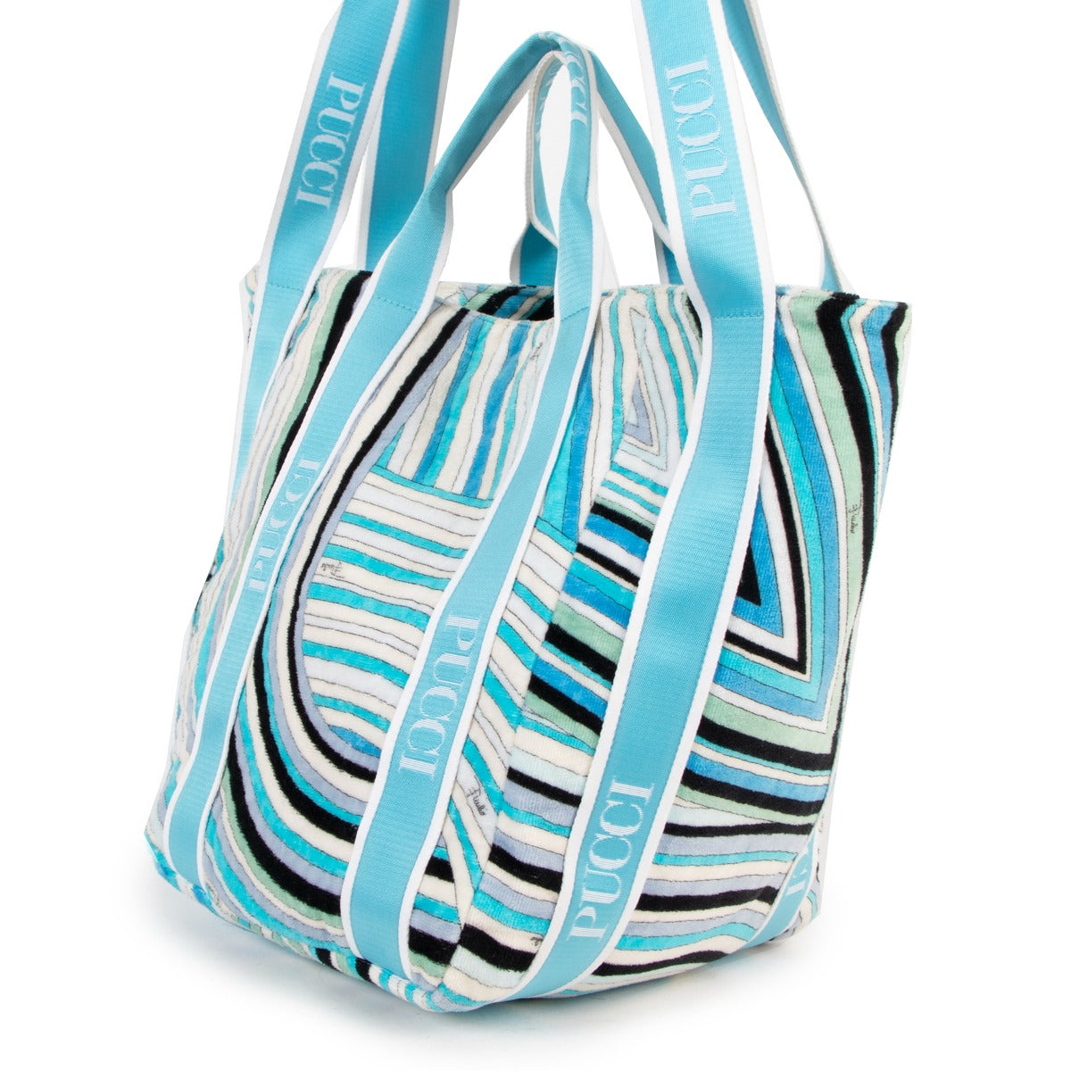 Pucci Blue Printed Terry Cloth Beach Bag