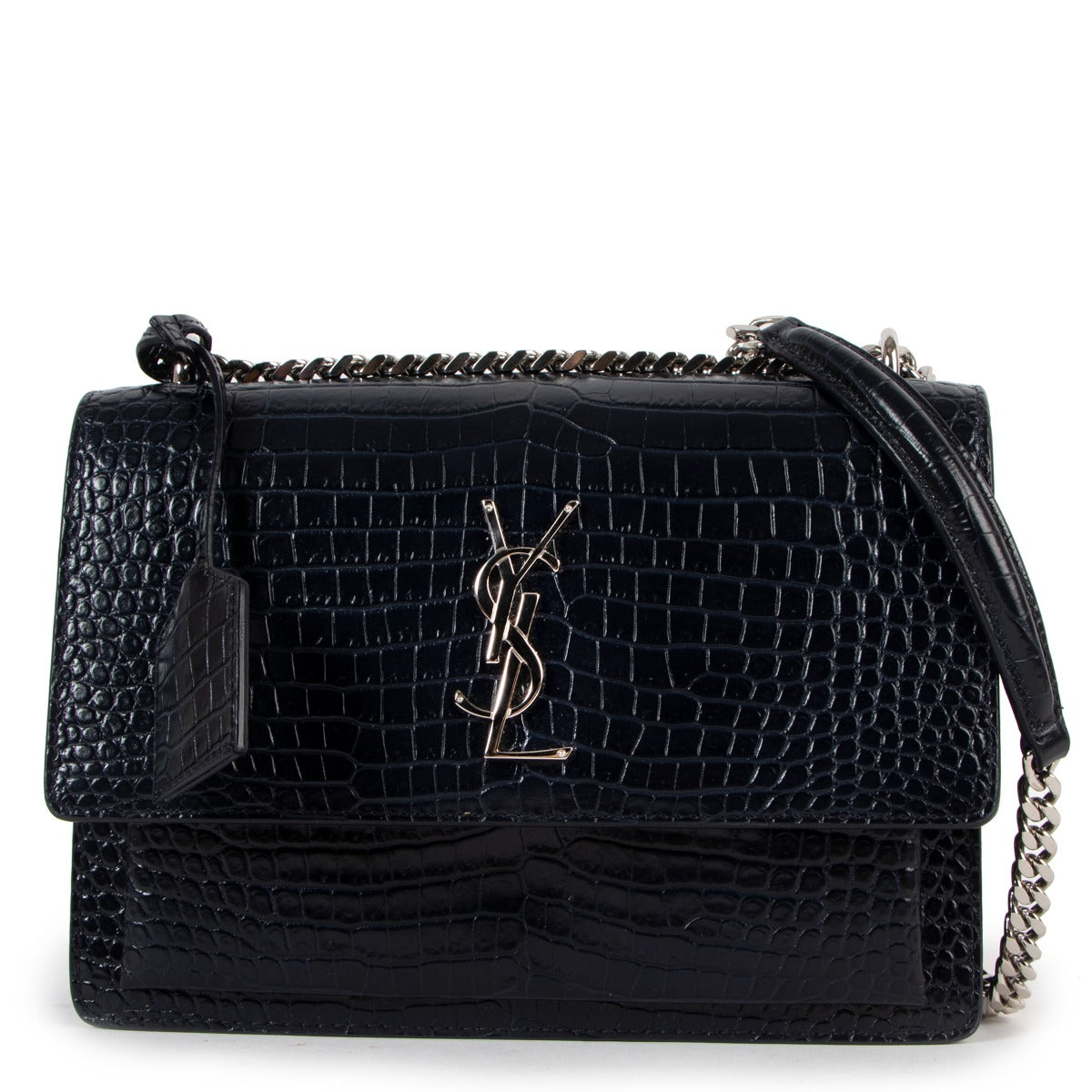 Saint Laurent Marine Crocodile-Embossed Sunset Medium Chain Bag