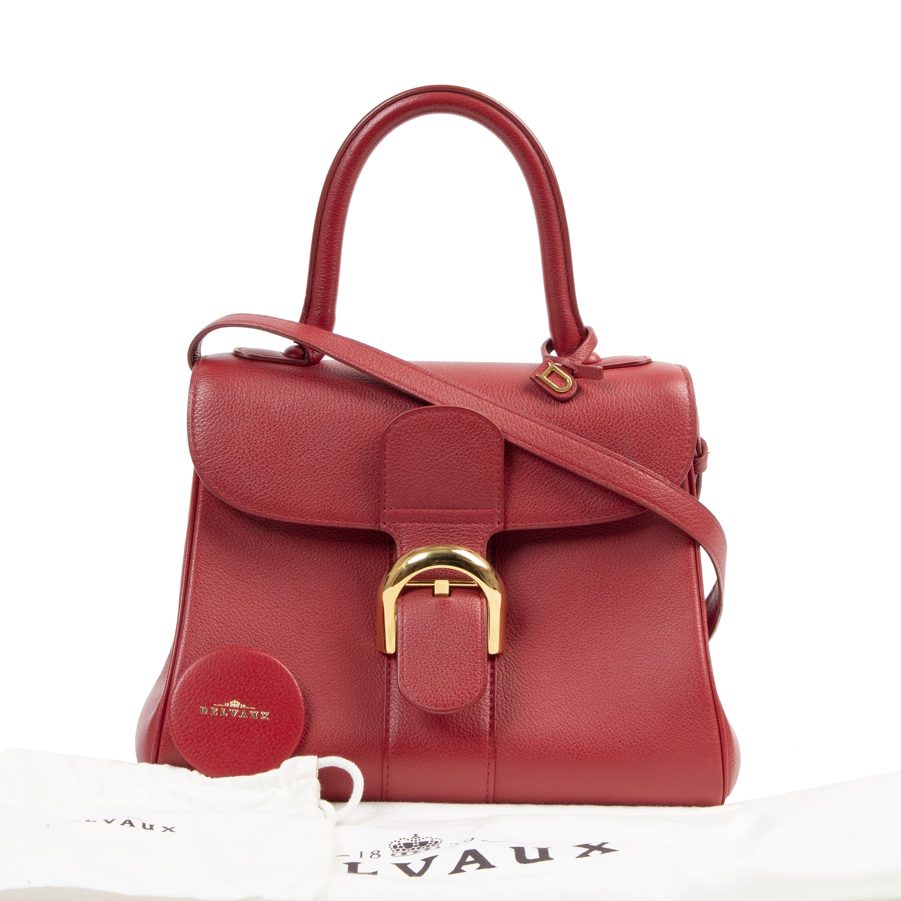 Authentic secondhand Delvaux Brick Red Brillant PM Handbag designer bags fashion luxury vintage webshop winkelen Antwerpen België mode fashion designer high end brands
