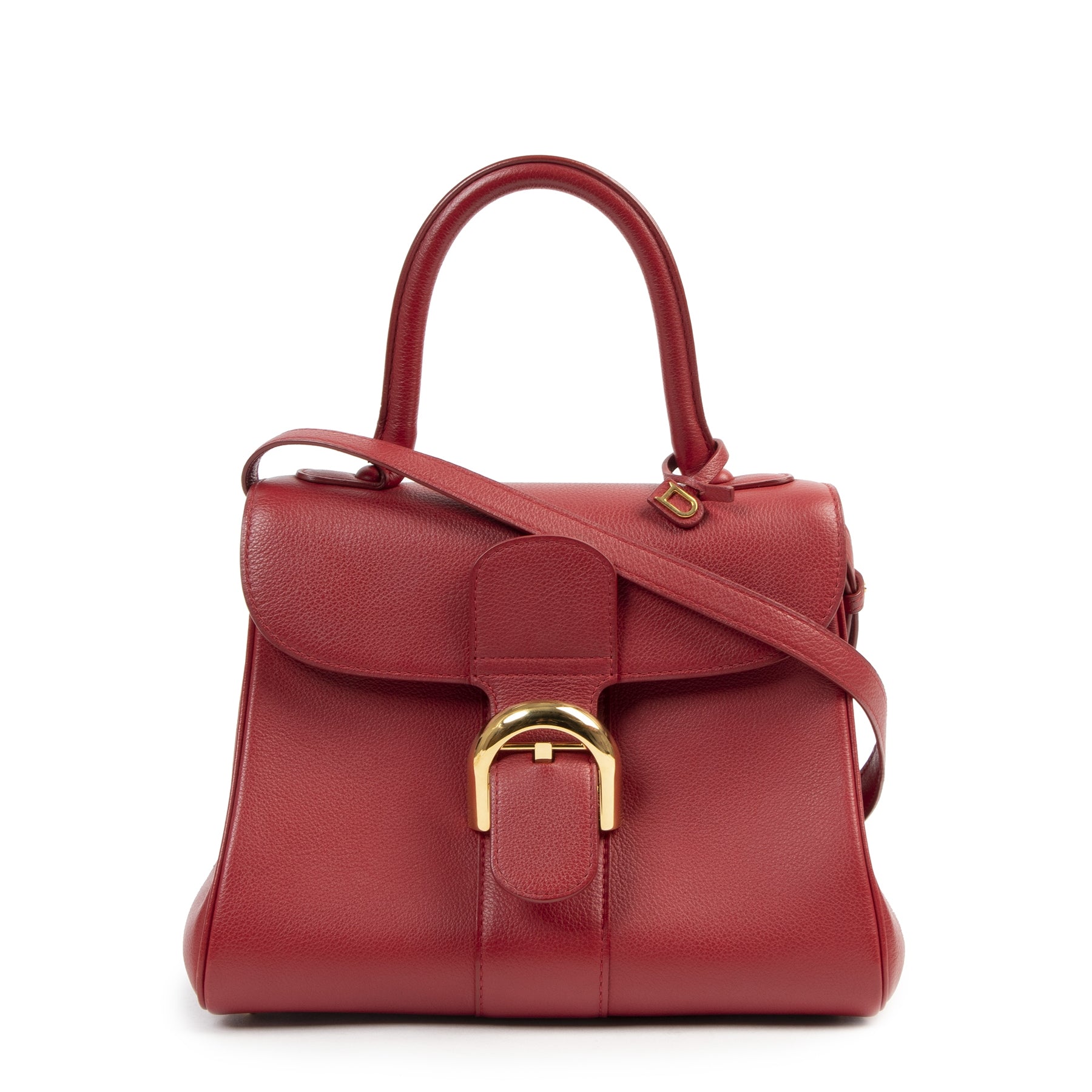 Authentieke Tweedehands Delvaux Brick Red Brillant PM Handbag juiste prijs veilig online shoppen luxe merken webshop winkelen Antwerpen België mode fashion