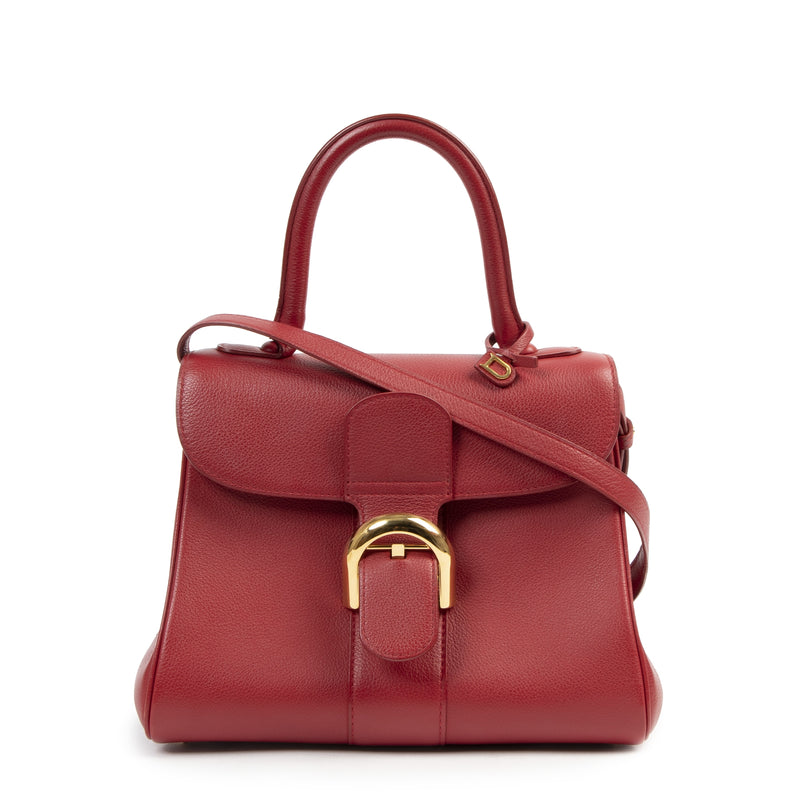 Authentieke Tweedehands Delvaux Brick Red Brillant PM Handbag juiste prijs veilig online shoppen luxe merken webshop winkelen Antwerpen België mode fashion