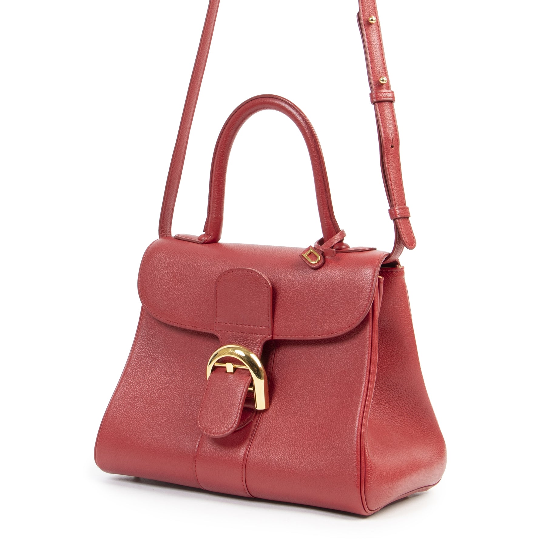 Authentic secondhand Delvaux Brick Red Brillant PM Handbag designer bags fashion luxury vintage webshop winkelen Antwerpen België mode fashion designer high end brands