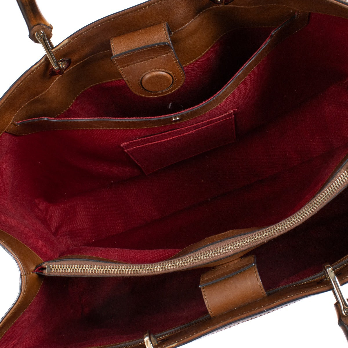 Gucci Needlepoint Canvas Grote Bamboo Shopper Tas
