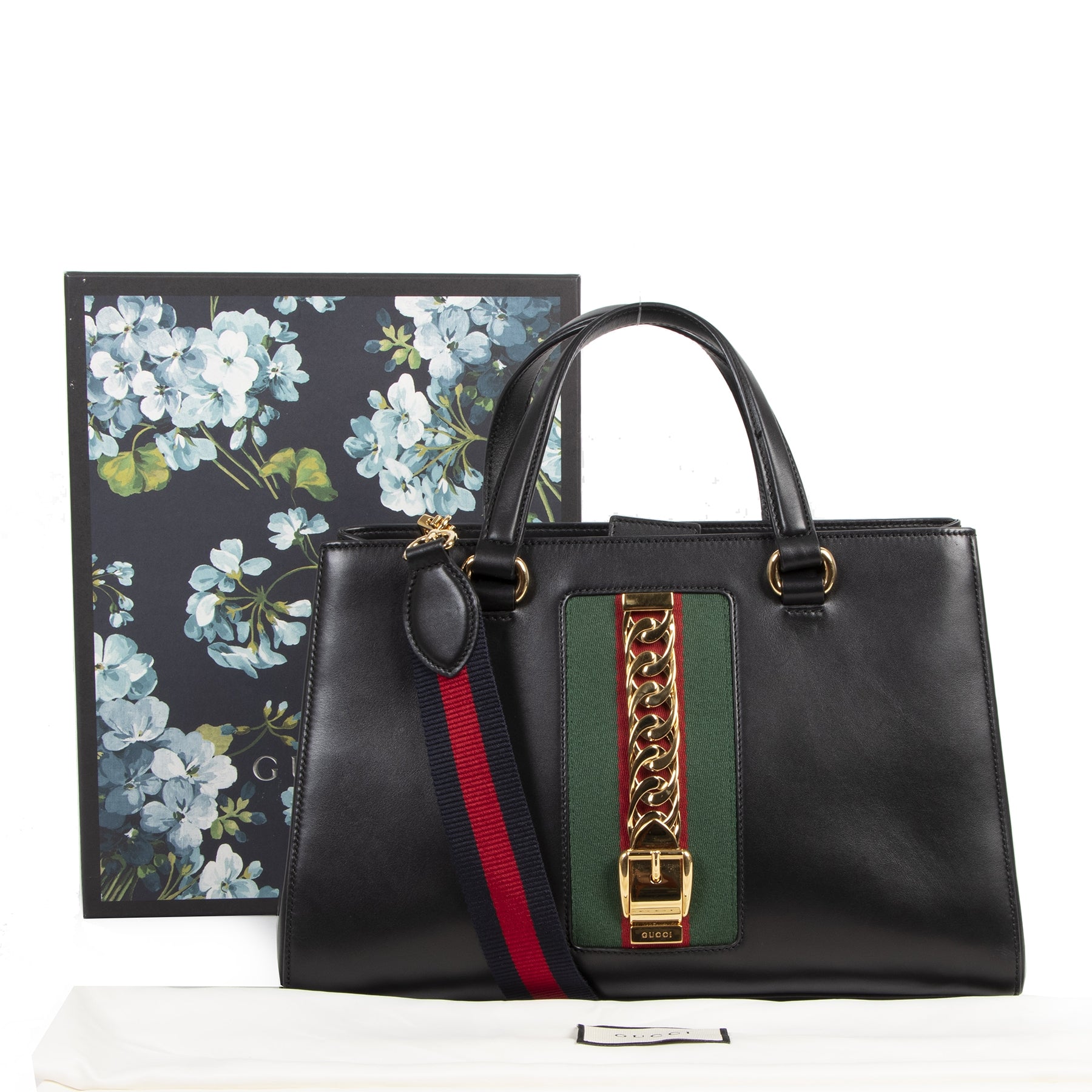 Authentieke tweedehands vintage Gucci Sylvie Black Shoulder Bag koop online webshop LabelLOV