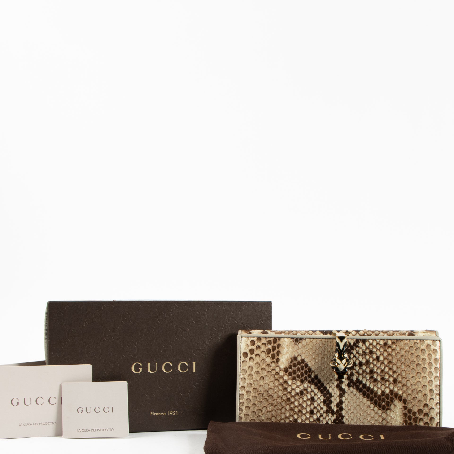 Gucci Beige Python Animalier Long Wallet
