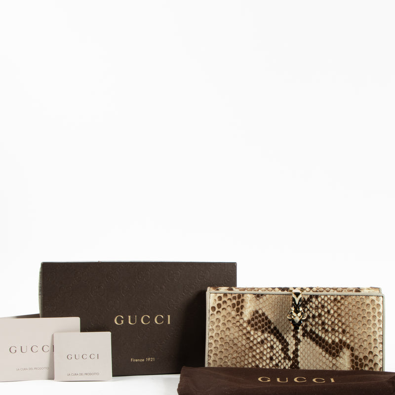 Gucci Beige Python Animalier Long Wallet