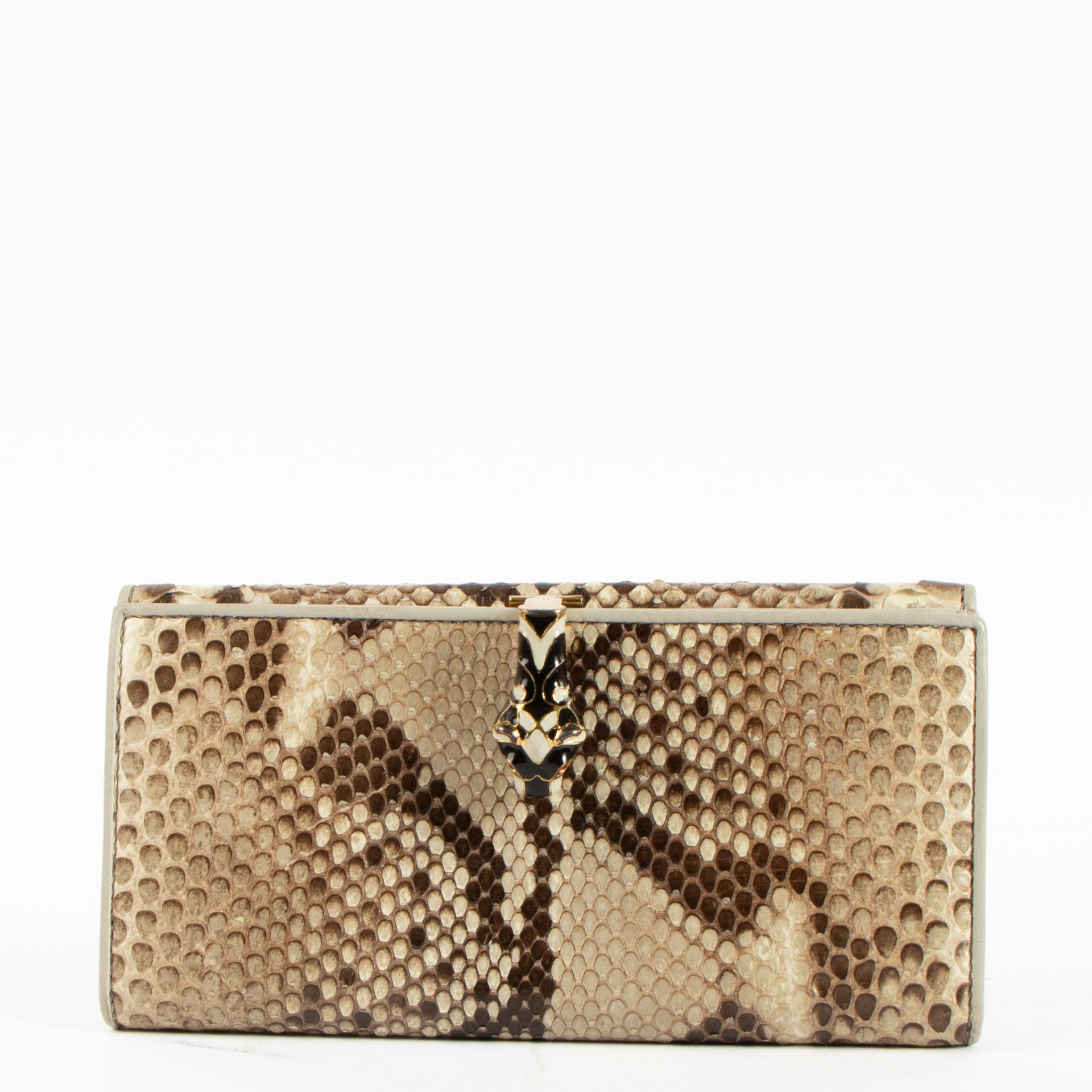 Gucci Beige Python Animalier Long Wallet