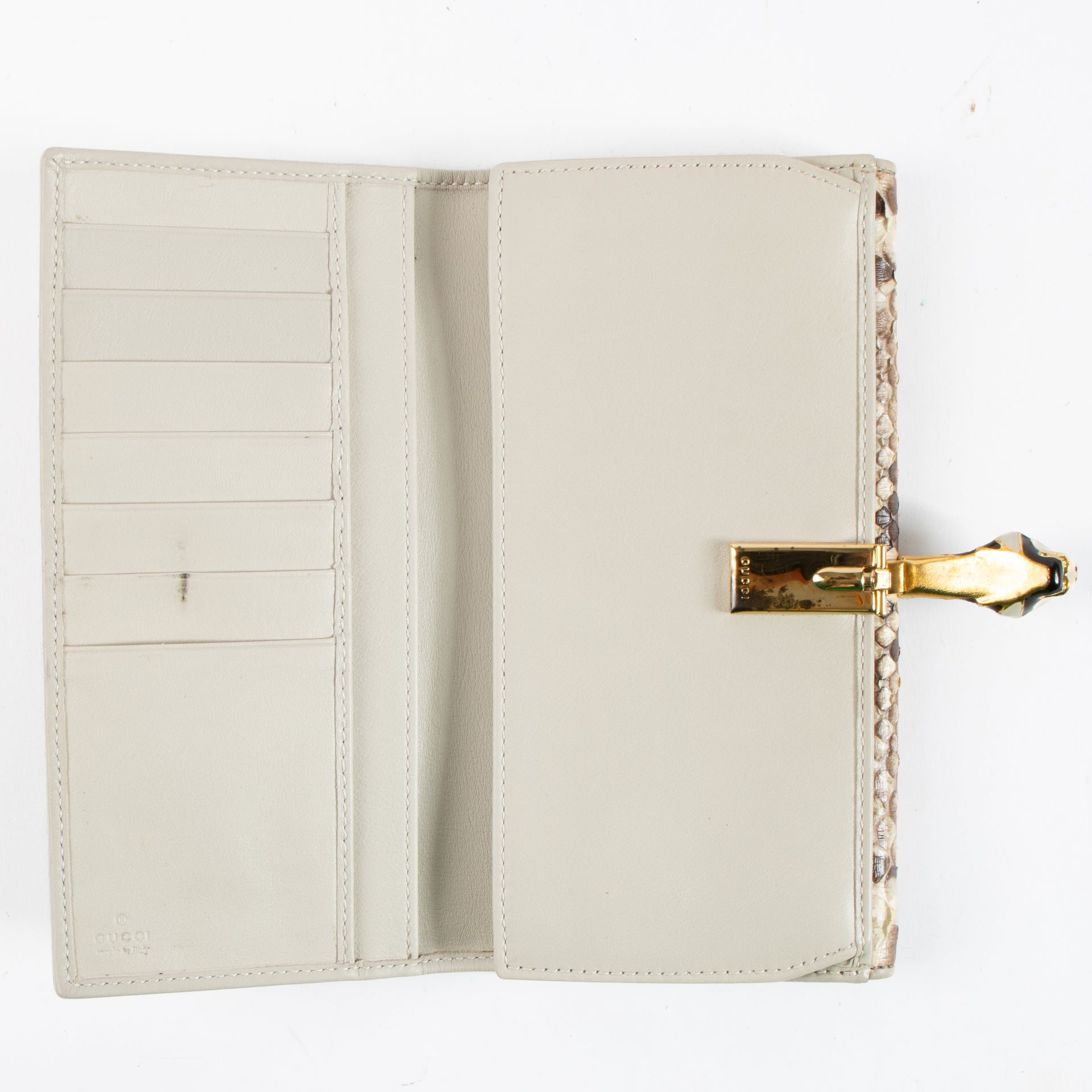 Gucci Beige Python Animalier Long Wallet