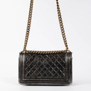 Shop this authentic Chanel Black Crackled Leather Medium Chanel Boy bag pre-loved on Labellov.com