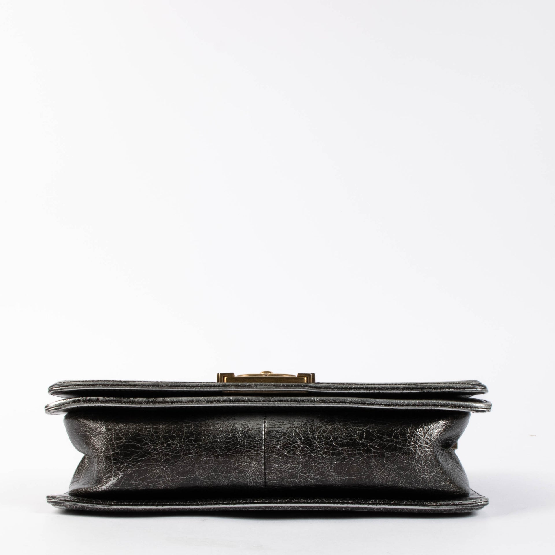 Shop this authentic Chanel Black Crackled Leather Medium Chanel Boy bag pre-loved on Labellov.com