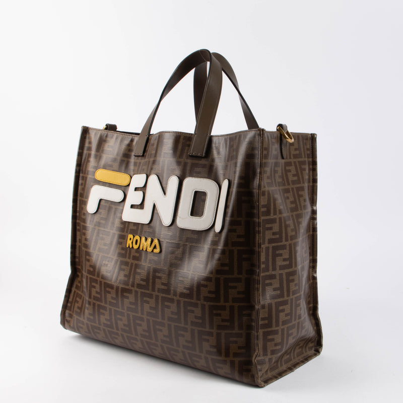Shop this authentic Fendi Brown FF Mania Large Tote Bag pre-loved on labellov.com