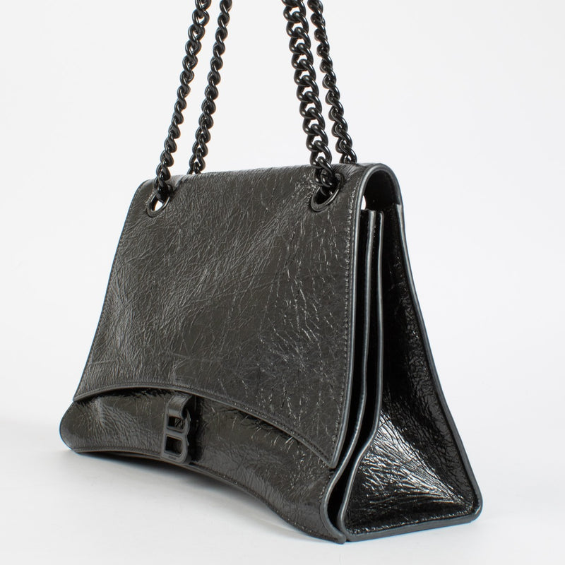 Sac Balenciaga Crush moyen à chaîne, tout noir