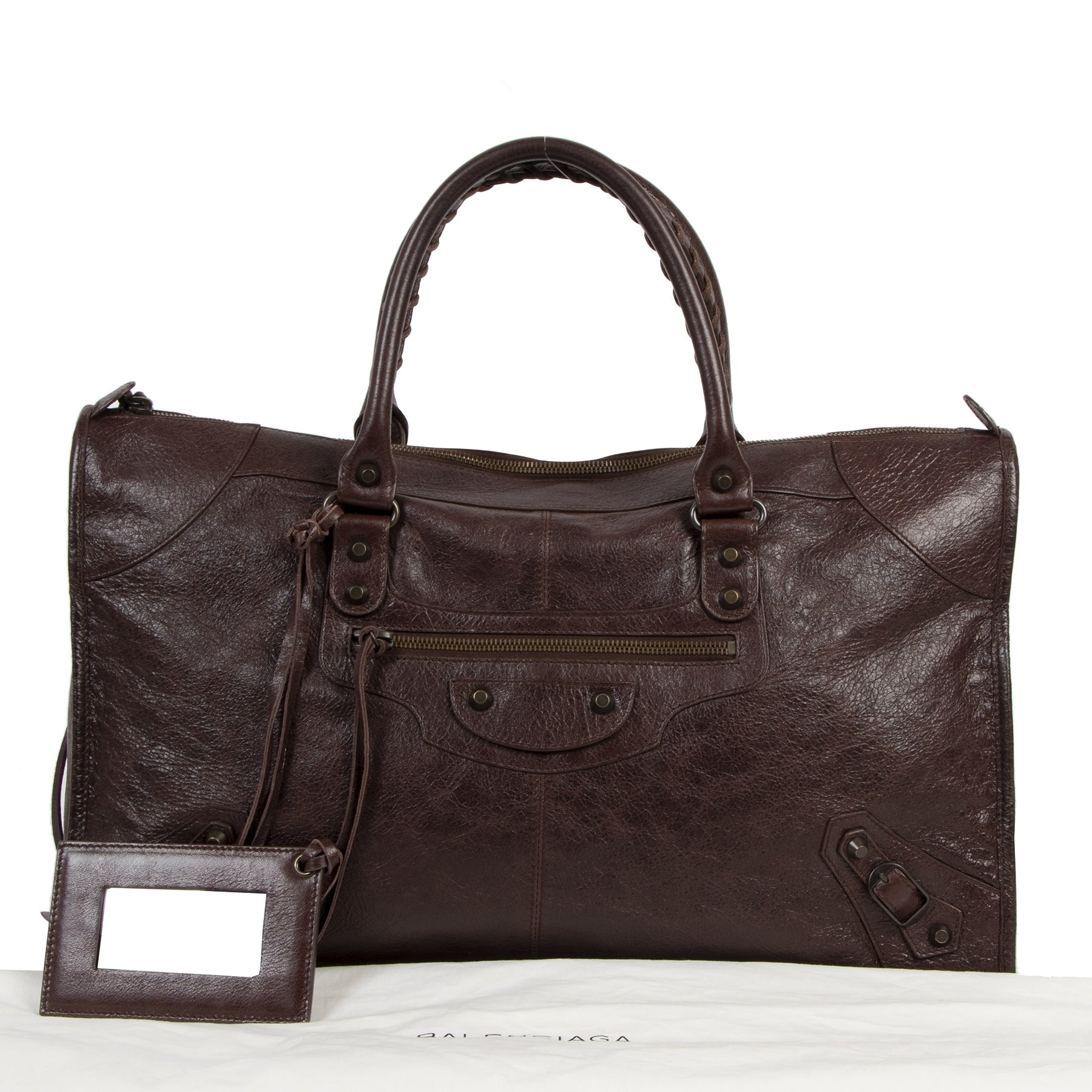 Balenciaga Burgundy Leather Work Bag