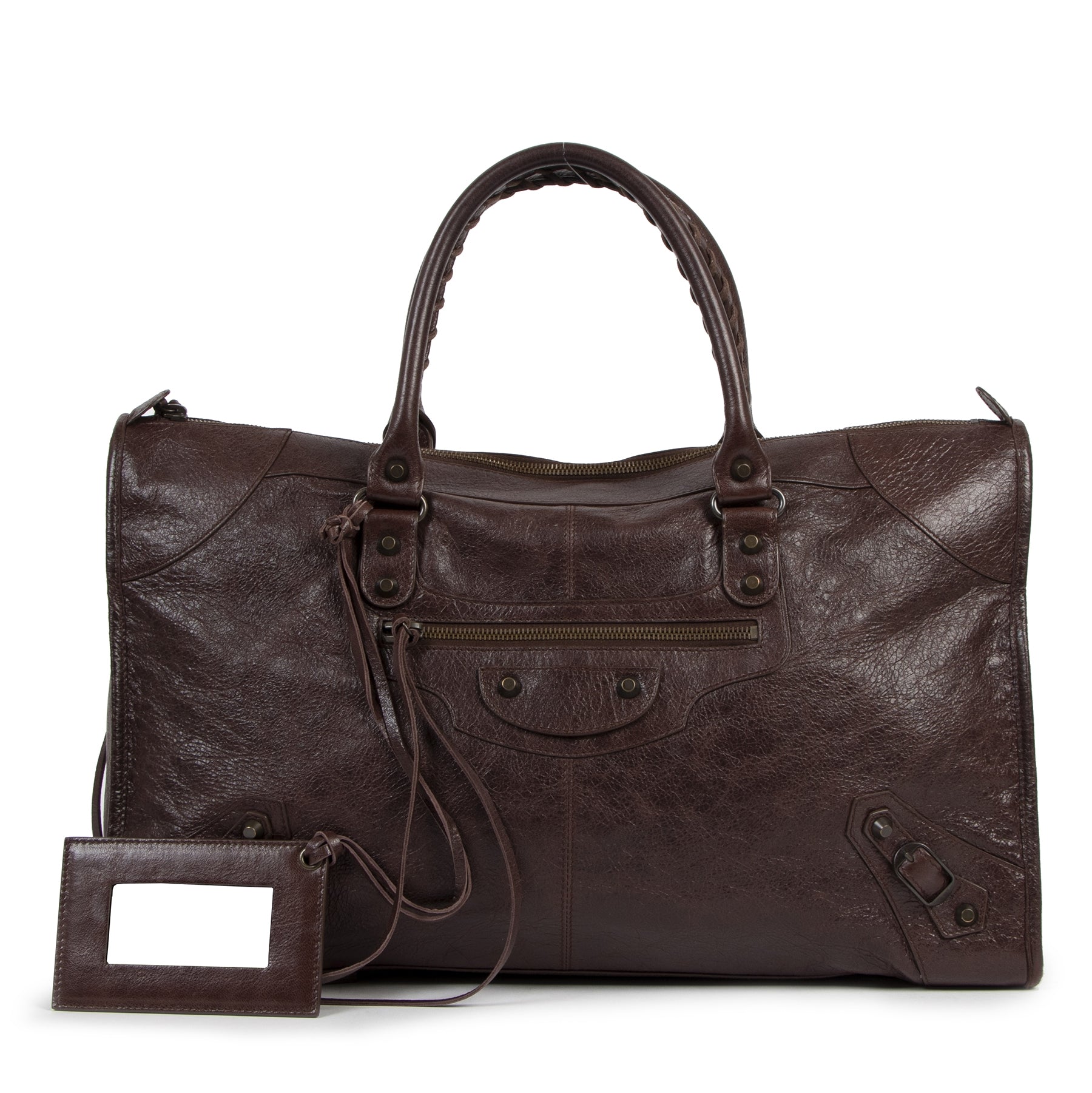 Balenciaga Burgundy Leather Work Bag