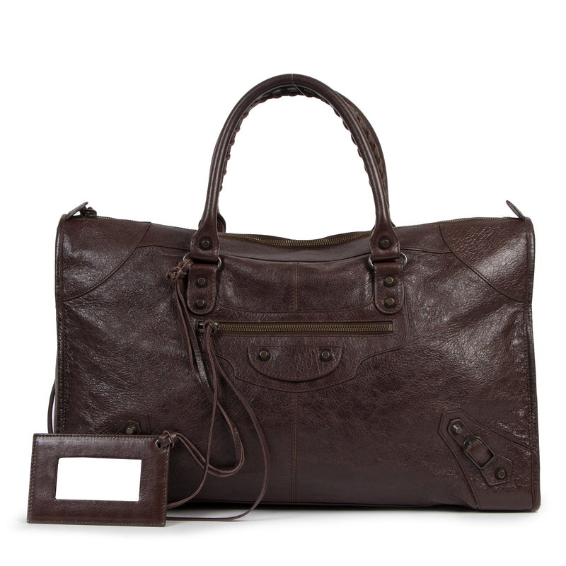 Balenciaga Burgundy Leather Work Bag
