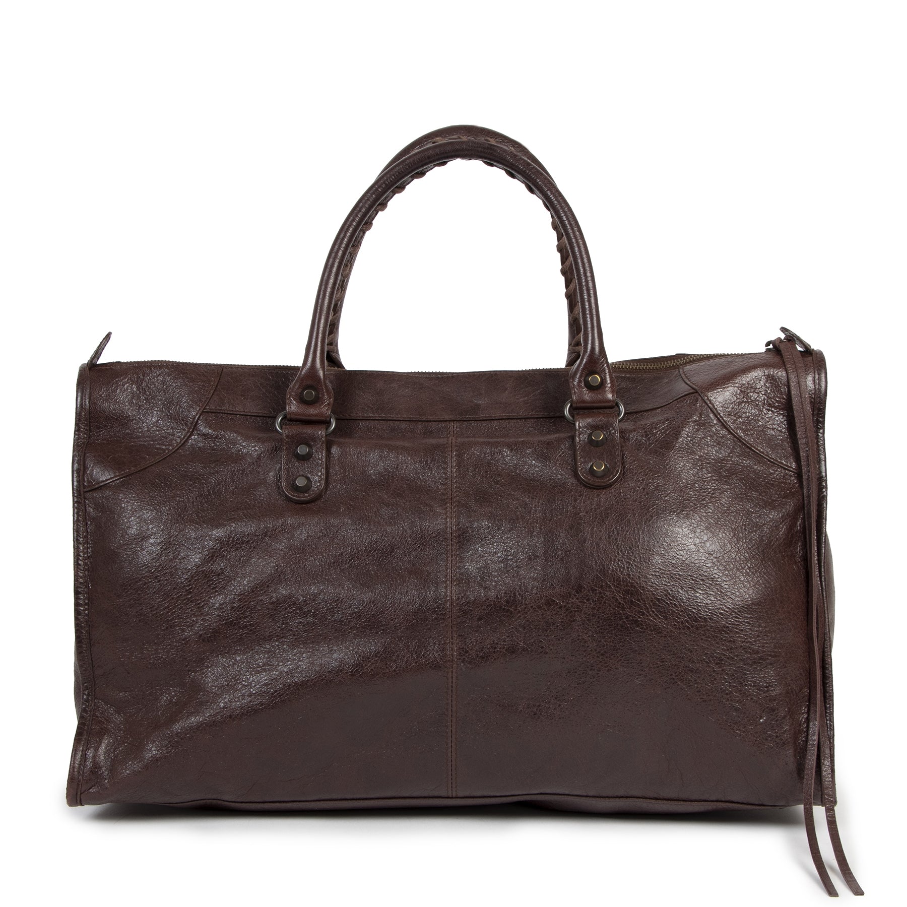 Balenciaga Burgundy Leather Work Bag