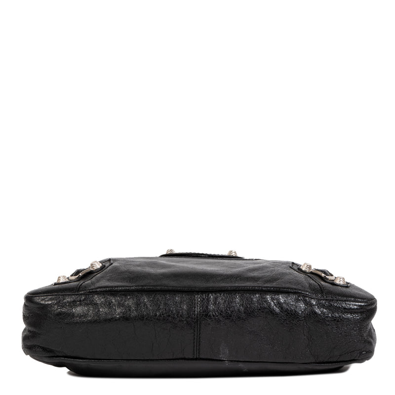koop veilig online Balenciaga Black Leather Town Bag + Strap