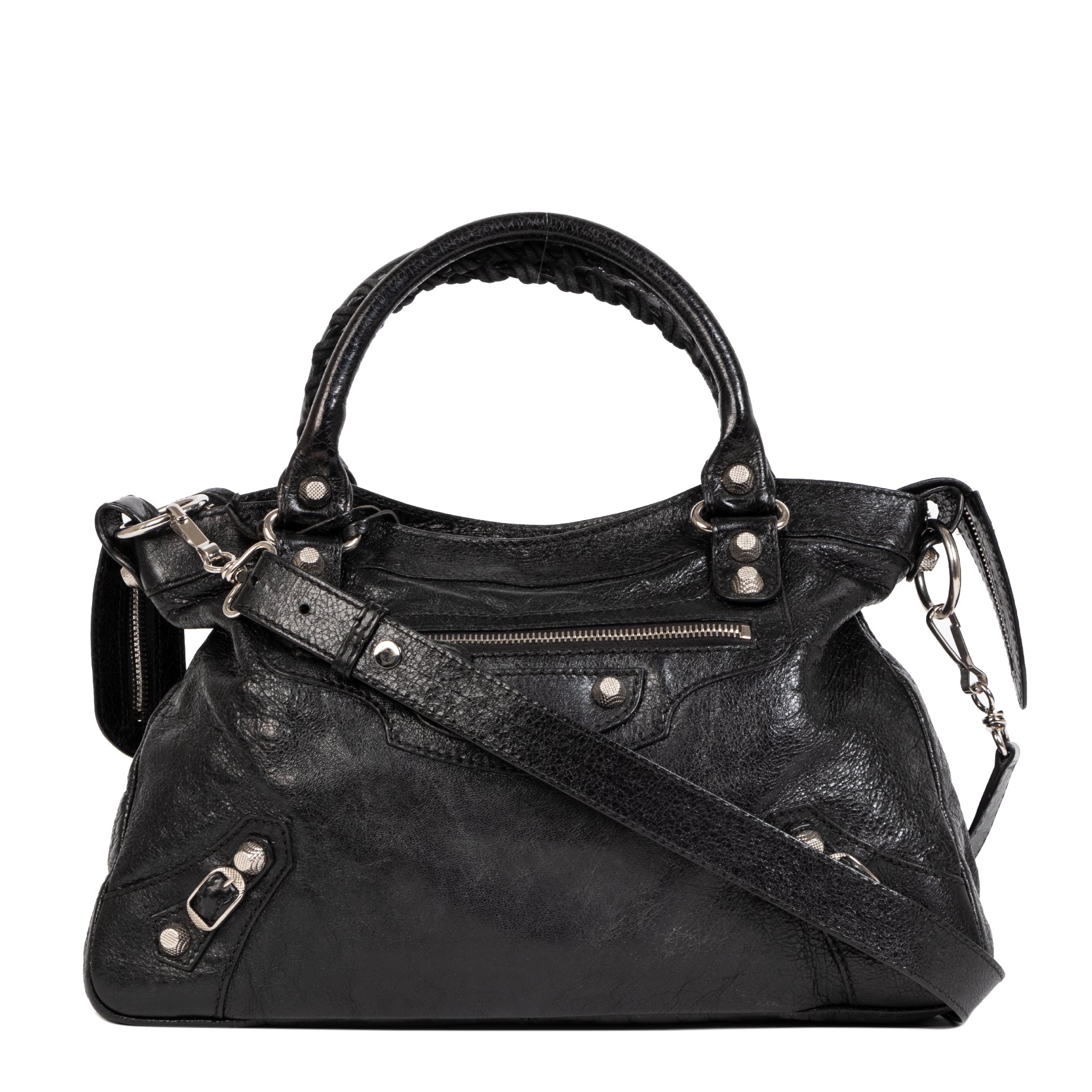 Balenciaga Black Leather Town Bag + Strap
