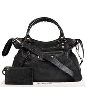 acheter en ligne seconde Balenciaga Black Leather Town Bag + Strap