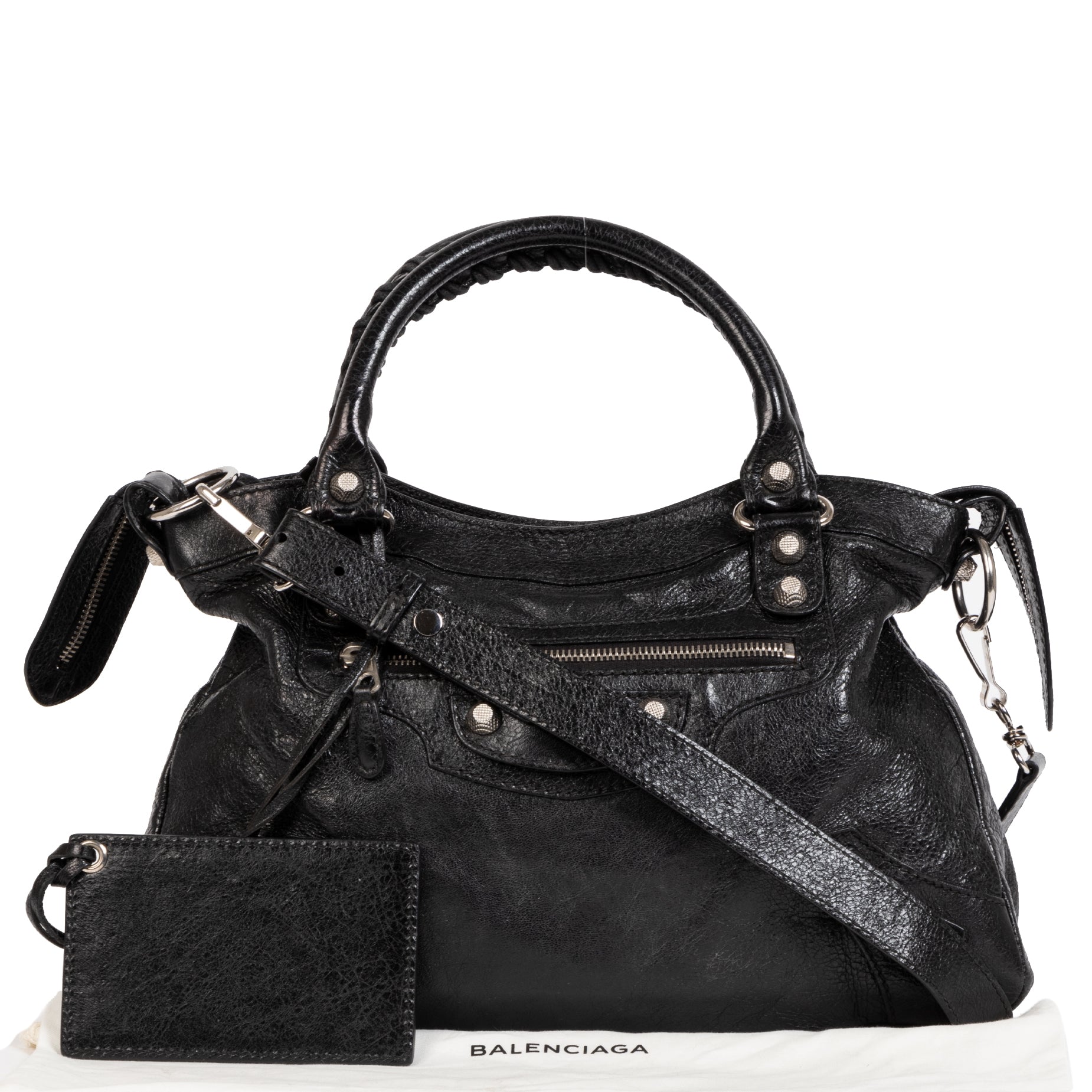 acheter en ligne seconde Balenciaga Black Leather Town Bag + Strap