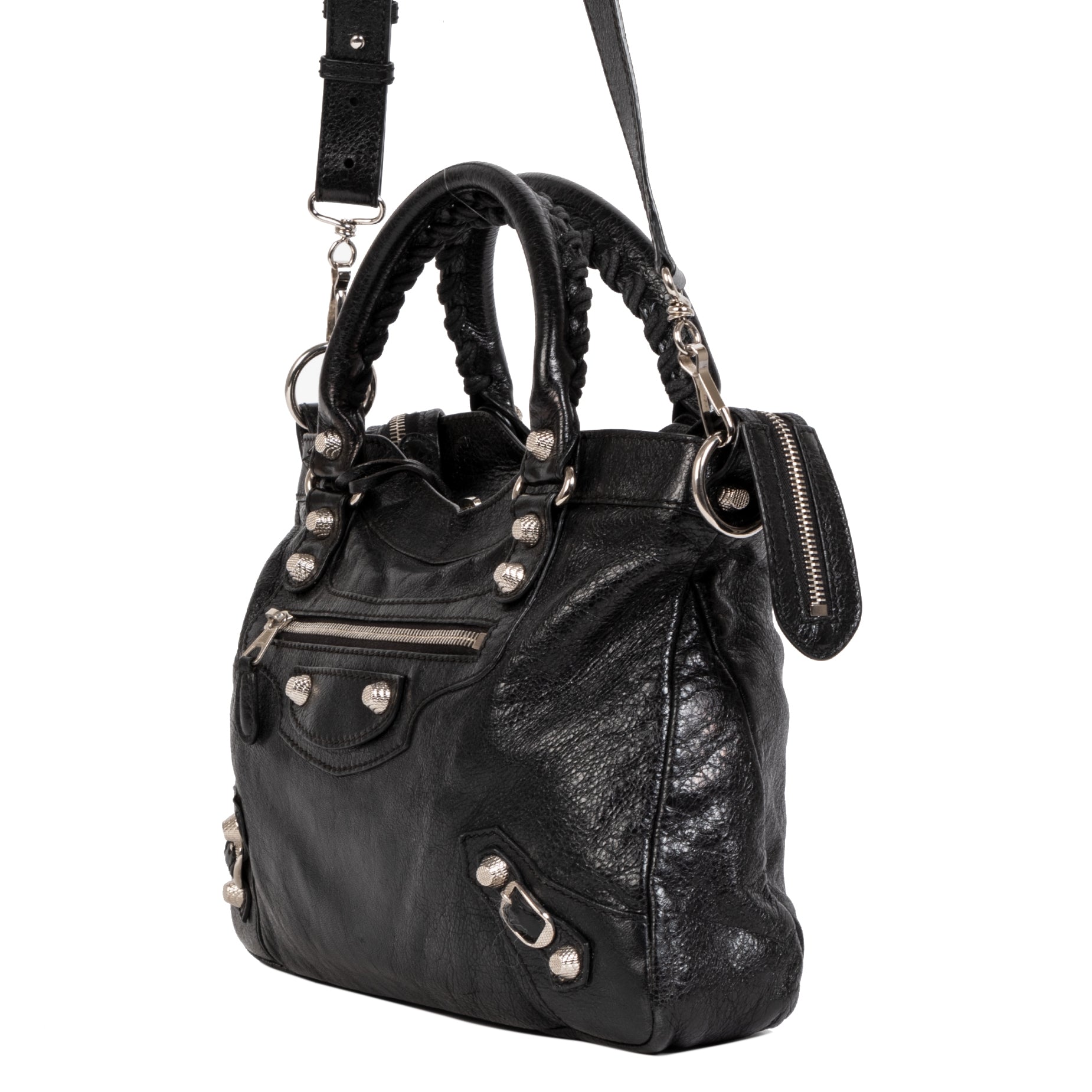 Balenciaga Black Leather Town Bag + Strap