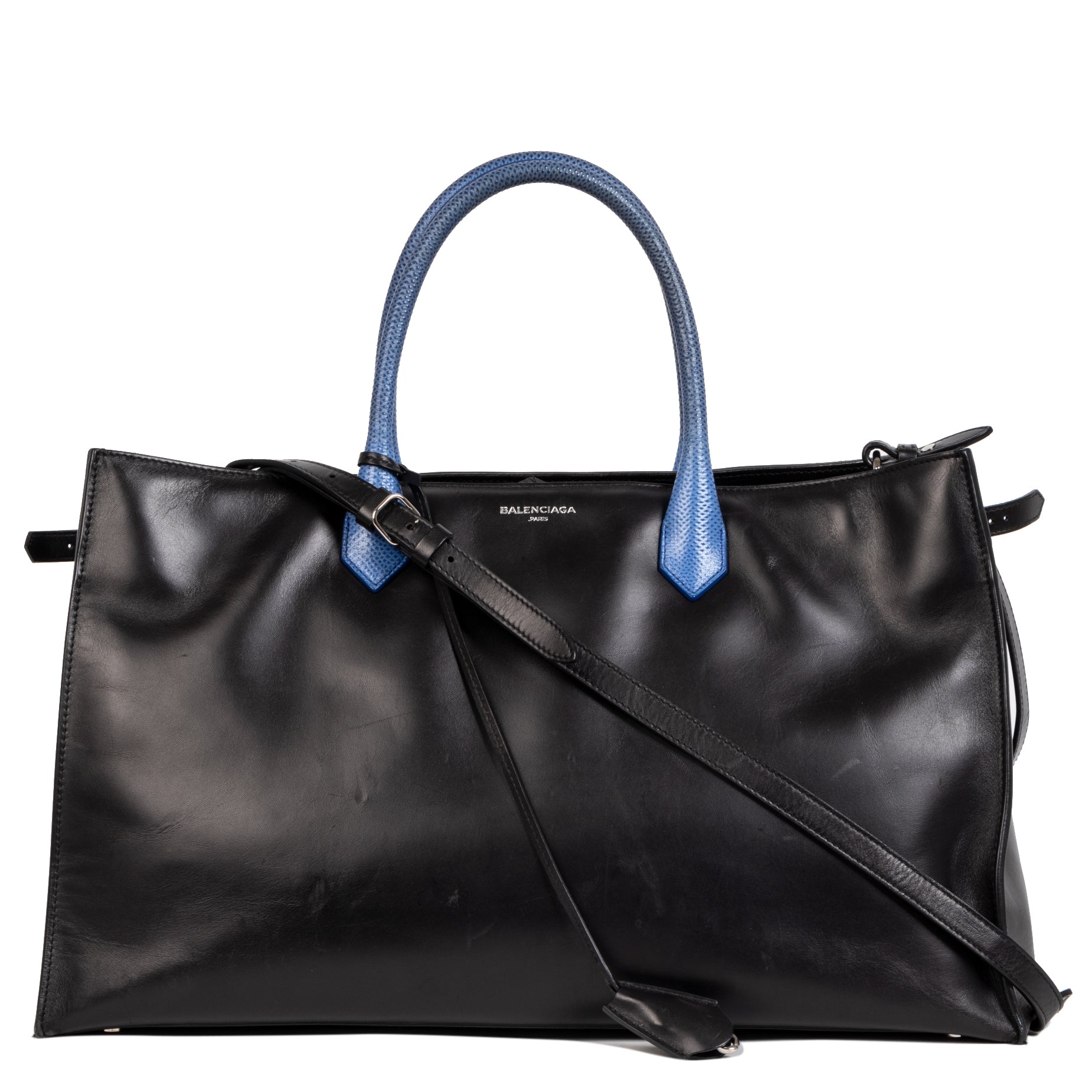 Authentieke tweedehands vintage Balenciaga Padlock Black Calfskin leather Karung Shopper Bag koop online webshop LabelLOV