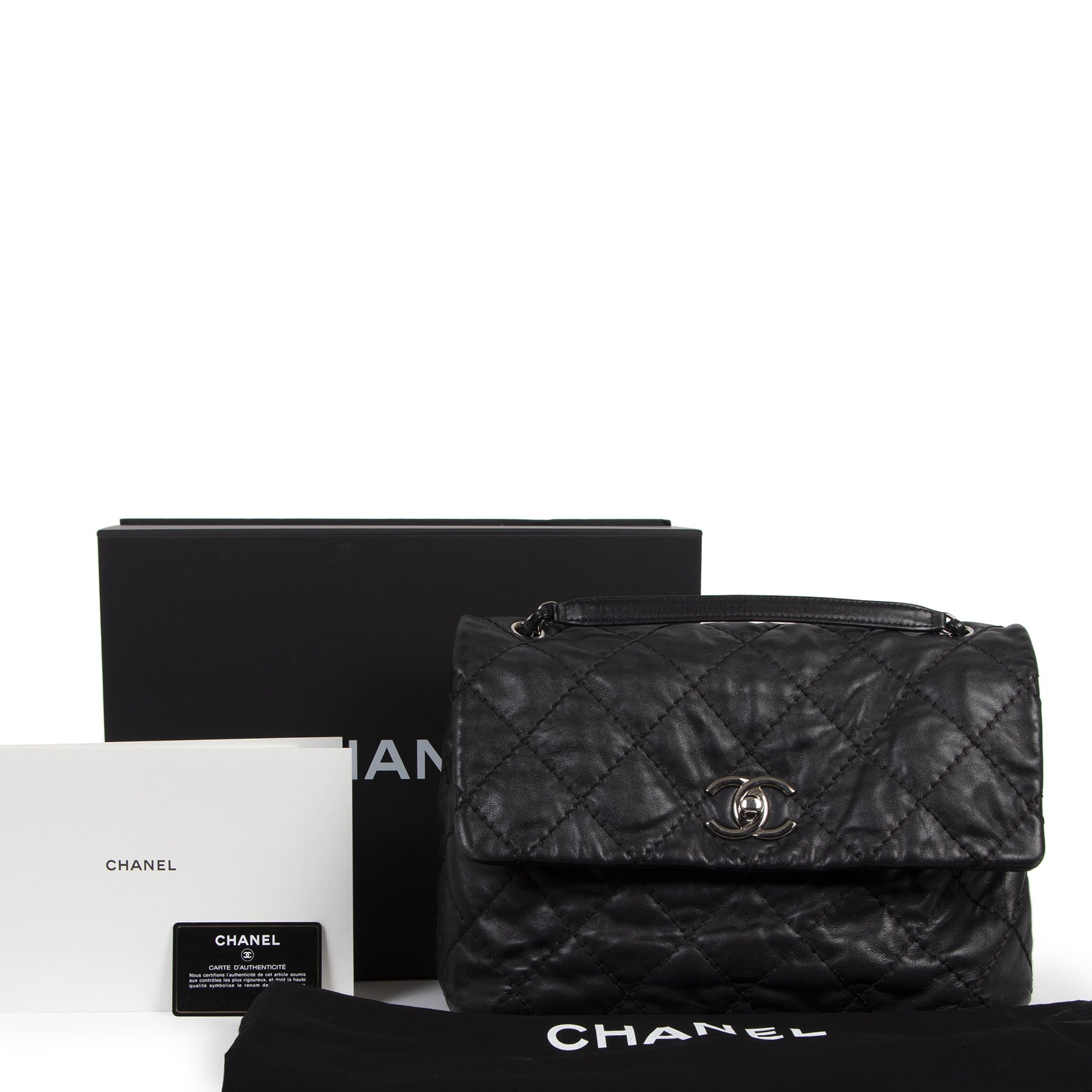 Authentic secondhand Chanel Black Classic Ultimate Stitch Flap Bag designer bags luxury vintage webshop fashion safe secure online shopping