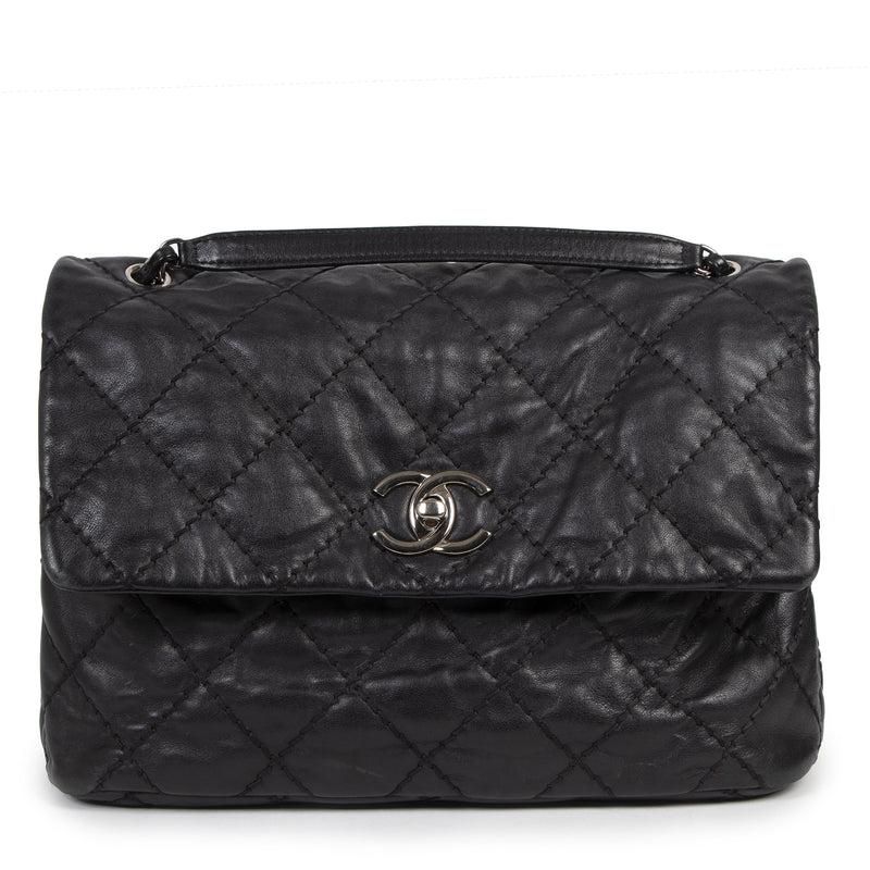 Authentieke Tweedehands Chanel Black Classic Ultimate Stitch Flap Bag juiste prijs veilig online shoppen luxe merken webshop winkelen Antwerpen België mode fashion