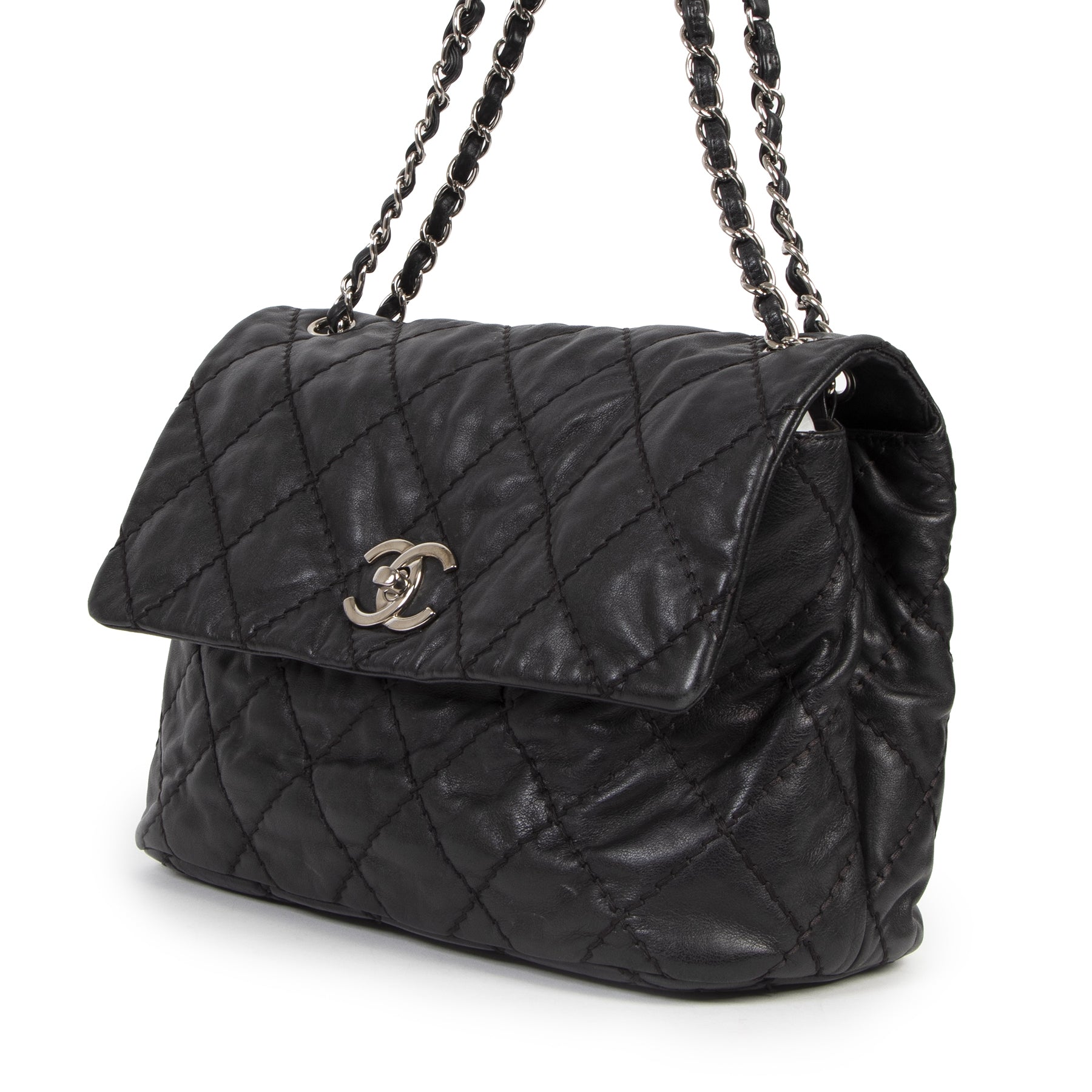 Authentieke Tweedehands Chanel Black Classic Ultimate Stitch Flap Bag juiste prijs veilig online shoppen luxe merken webshop winkelen Antwerpen België mode fashion