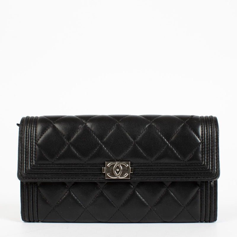 Chanel Black Lambskin Boy Chanel Large Flap Wallet