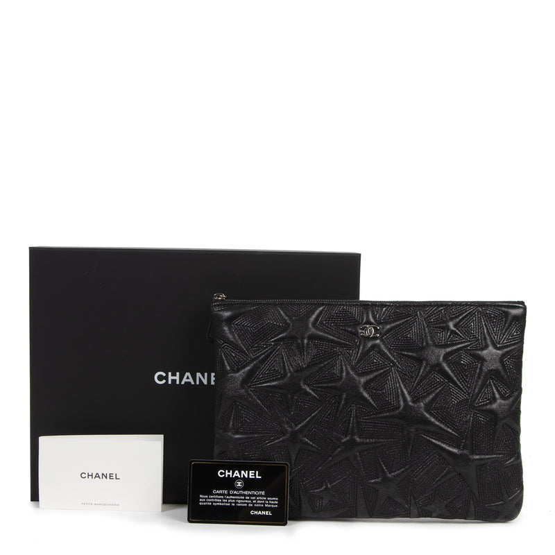 Chanel Zwarte Metallic Schietsterren Clutch