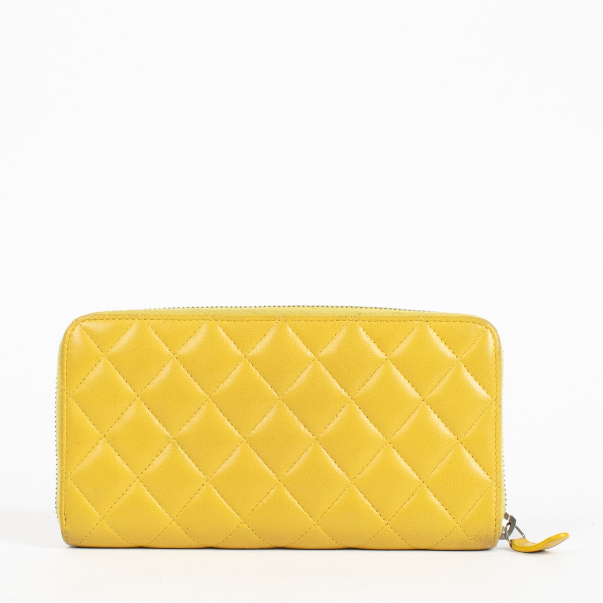 Chanel Yellow Lambskin Classic Large Zipped Wallet