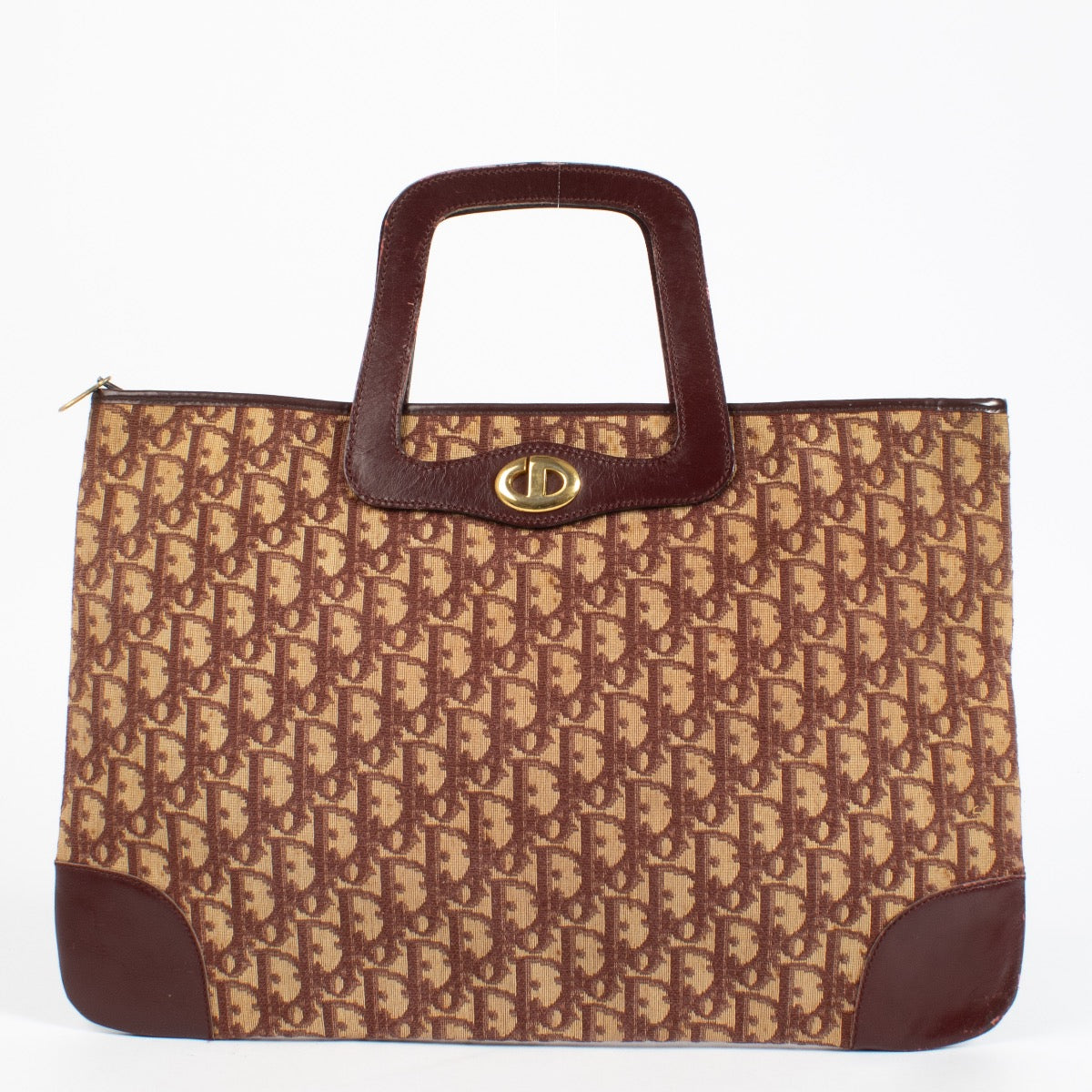 Dior Vintage Burgundy Oblique Tote Bag