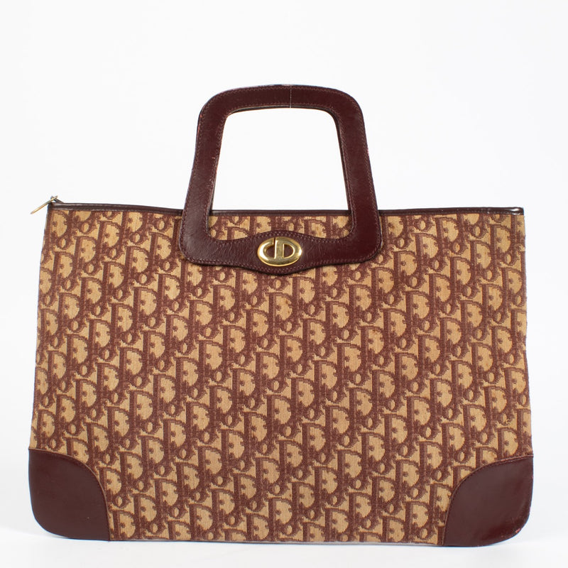 Dior Vintage Burgundy Oblique Tote Bag