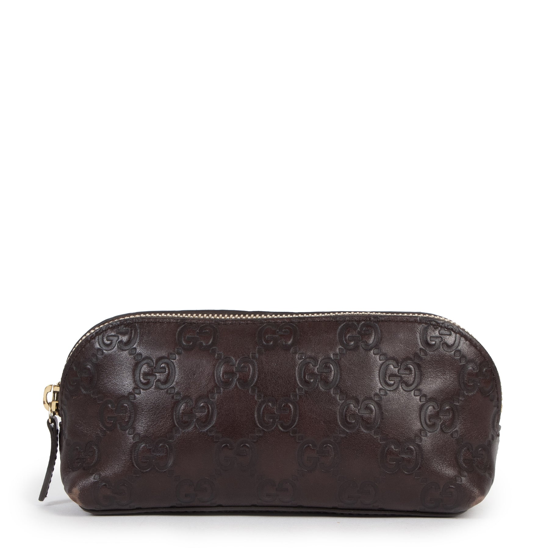 Authentic secondhand Gucci Guccissima Burgundy Leather Pouch designer accessories luxury brands fashion luxury vintage webshop safe secure online shopping