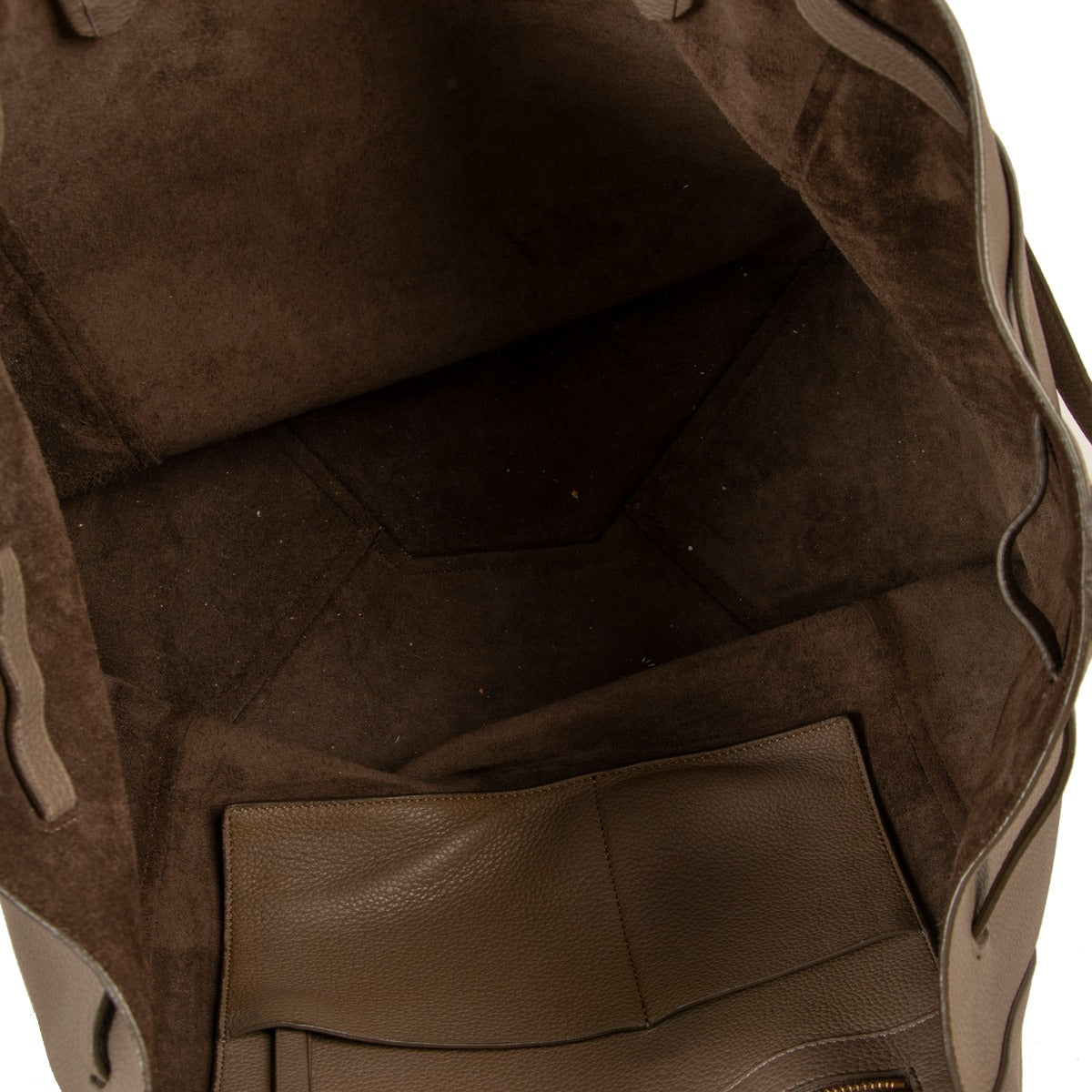 Shop safe online at Labellov in Antwerp this 100% authentic second hand Celine Taupe Grained Calfskin Medium Cabas Phantom Shoulder Bag