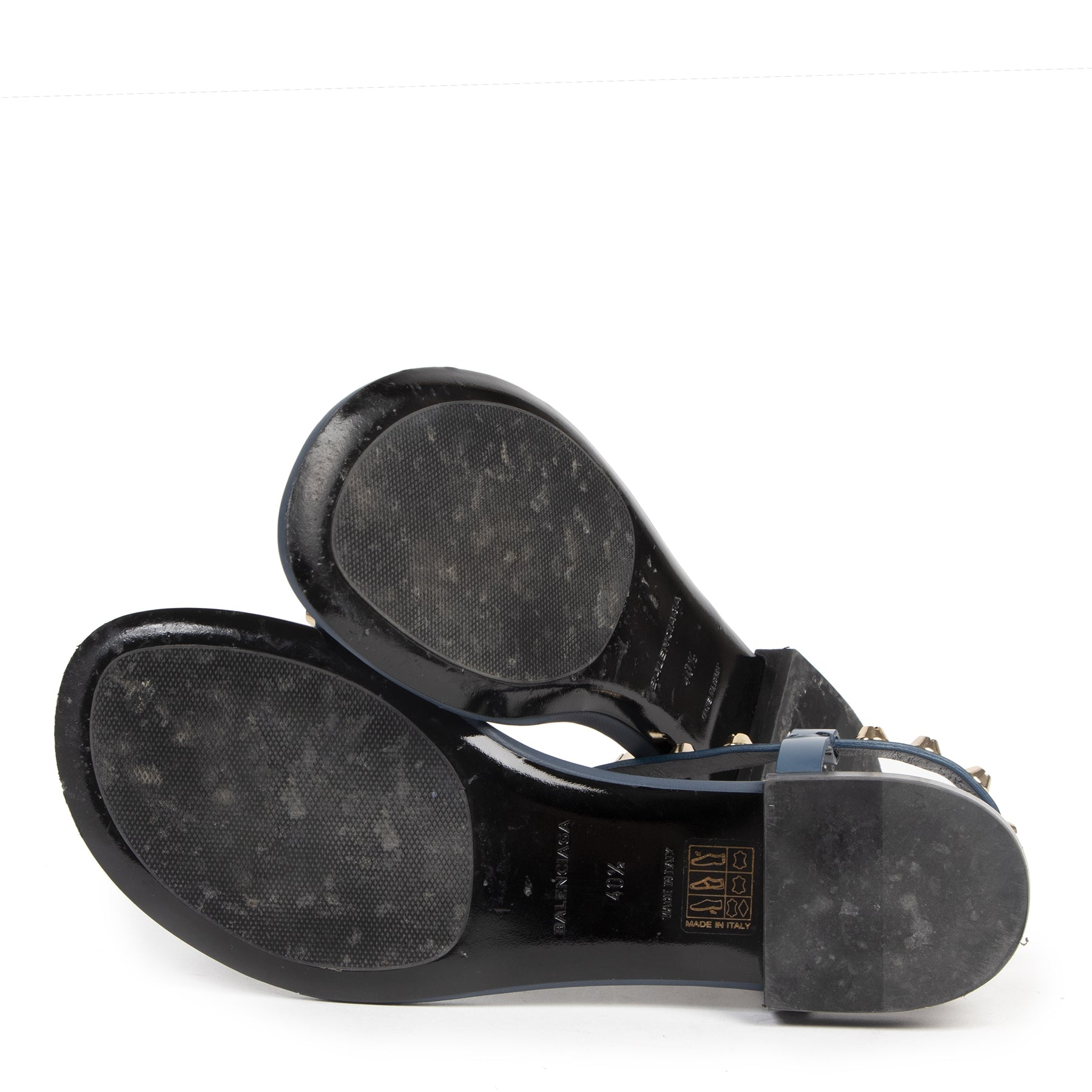 Authentic secondhand Balenciaga Blue Studded City Sandals - size 40,5 designer shoes brands fashion luxury vintage webshop safe secure online shopping