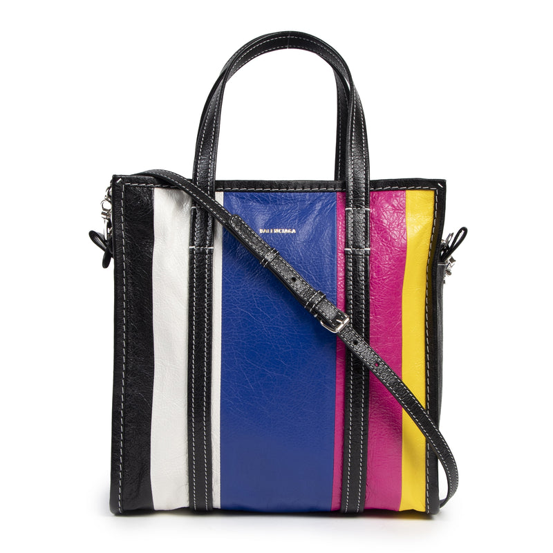 shop safe online Balenciaga Striped Bazaar S Leather Shopper