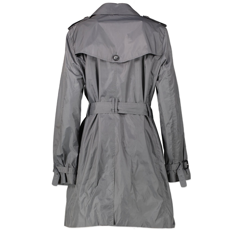 Burberry Grey Nylon Trench - Uk 14 - for the best price at Labellov secondhand vintage webshop Antwerp
