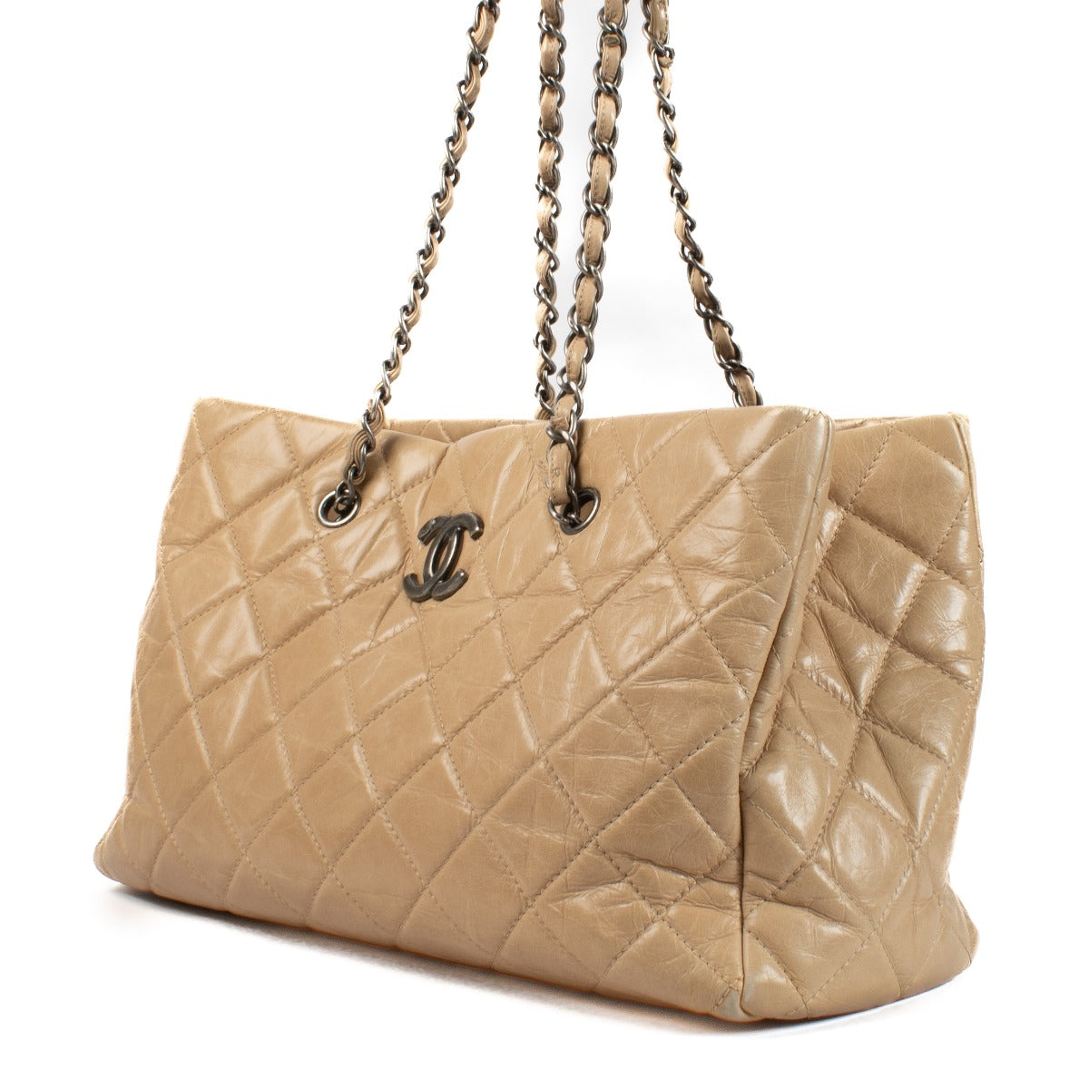 Sac cabas Chanel en cuir de veau glacé beige