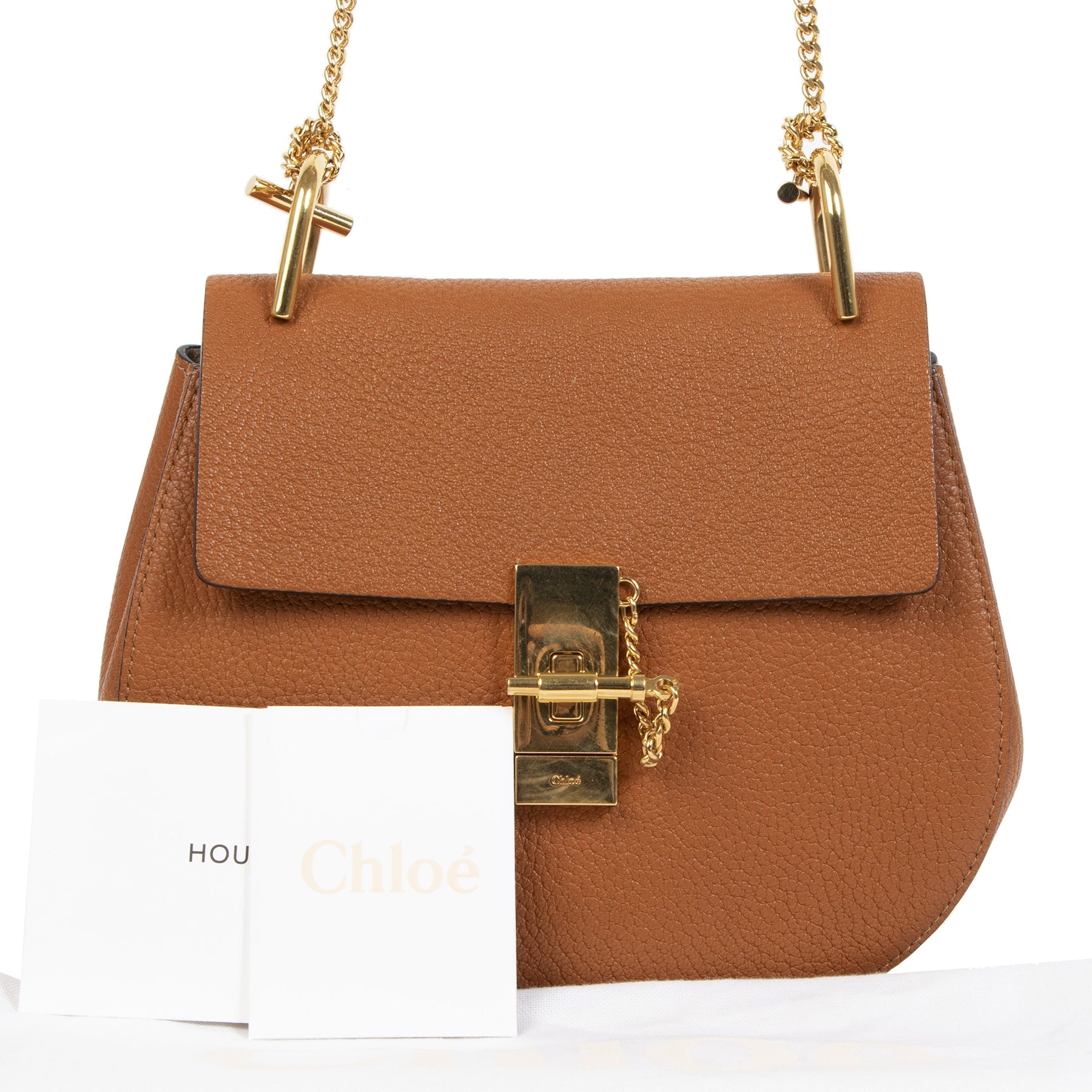 Chloé Tan Grained Calfskin Medium Drew Bag