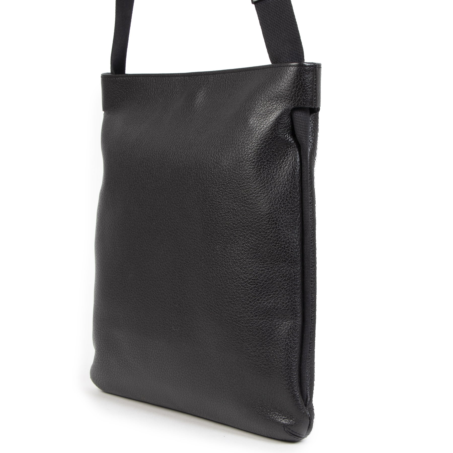Authentieke Tweedehands Delvaux Black Crossbody Messenger Bag juiste prijs veilig online shoppen luxe merken webshop winkelen Antwerpen België mode fashion