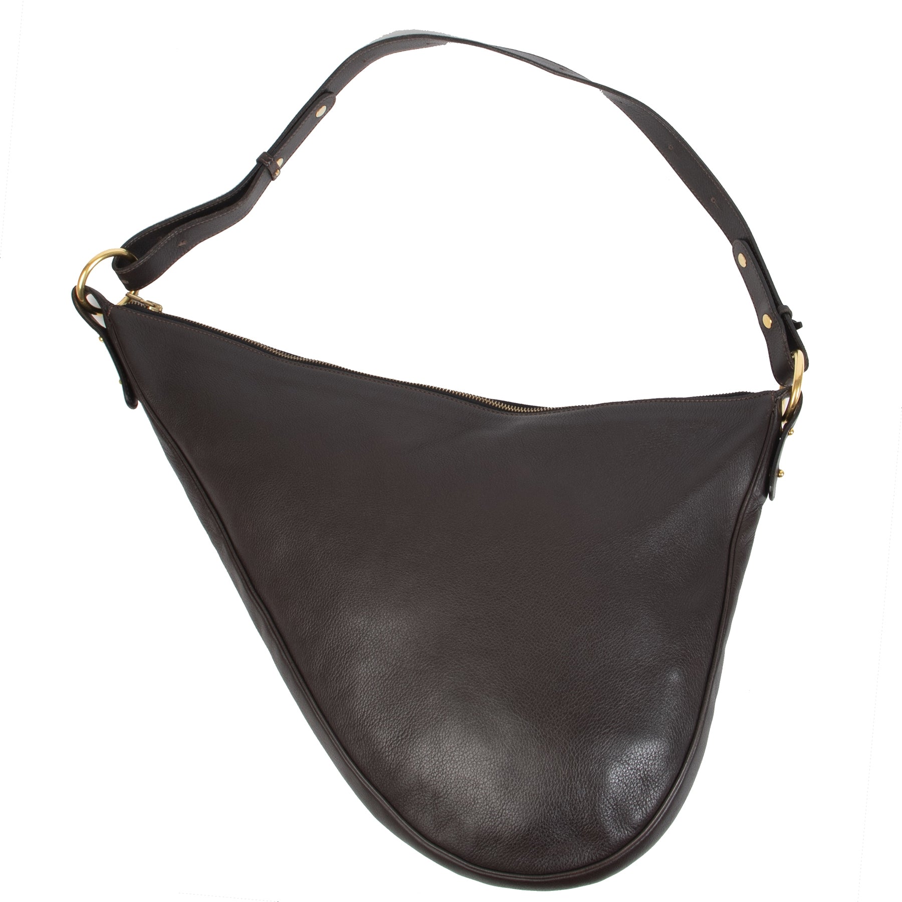 Authentieke Tweedehands Delvaux Chocolate Brown Sling Leather Bag juiste prijs veilig online shoppen luxe merken webshop winkelen Antwerpen België mode fashion