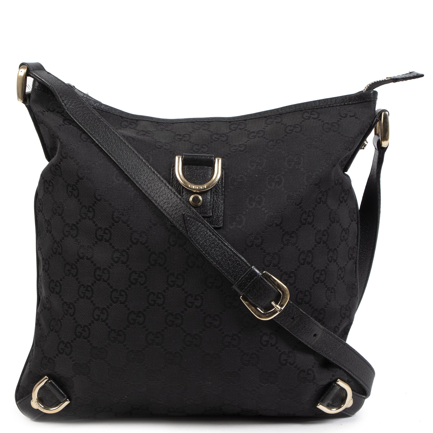 Authentic secondhand Gucci Black GG Canvas Abbey Crossbody Bag designer bags accessories shoes clothing luxury vintage webshop fashion safe secure online shopping worldwide shipping